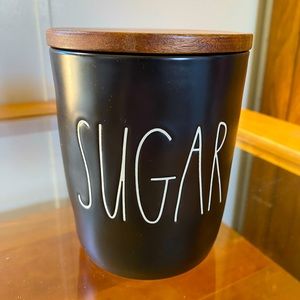 Rae Dunn Black with Cedar Top Sugar Container